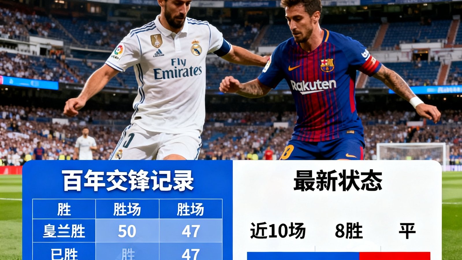 西甲国家德比皇家马德里对阵巴塞罗那，球探即时比分网梳理百年交锋记录与最新状态